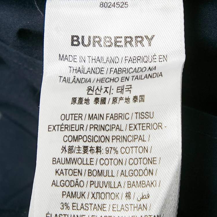 Pre Owned Burberry Navy Blue Cotton Nova Check Cuffed Long Sleeve Shirt M