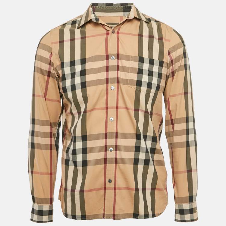 Pre Owned Burberry Beige Checkered Cotton Full Sleeve Shirt M