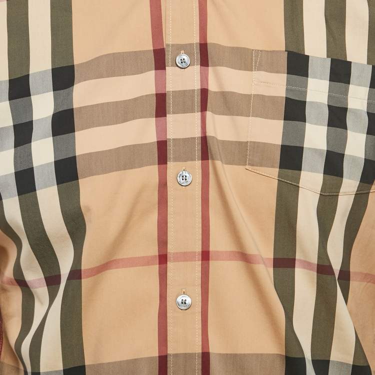 Pre Owned Burberry Beige Checkered Cotton Full Sleeve Shirt M