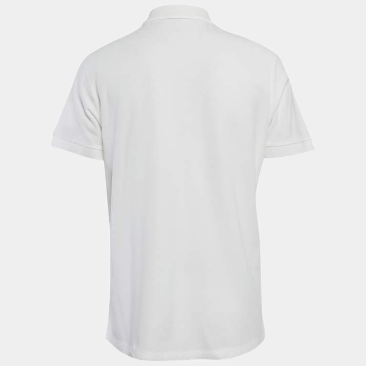 Pre Owned Burberry White Cotton Pique Polo T-Shirt L