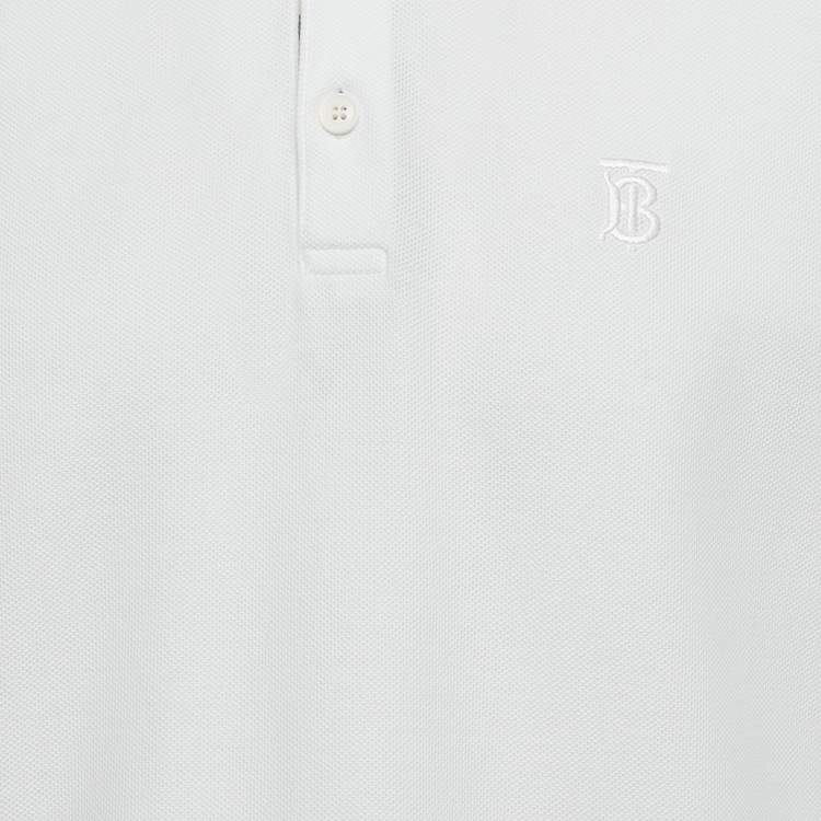 Pre Owned Burberry White Cotton Pique Polo T-Shirt L