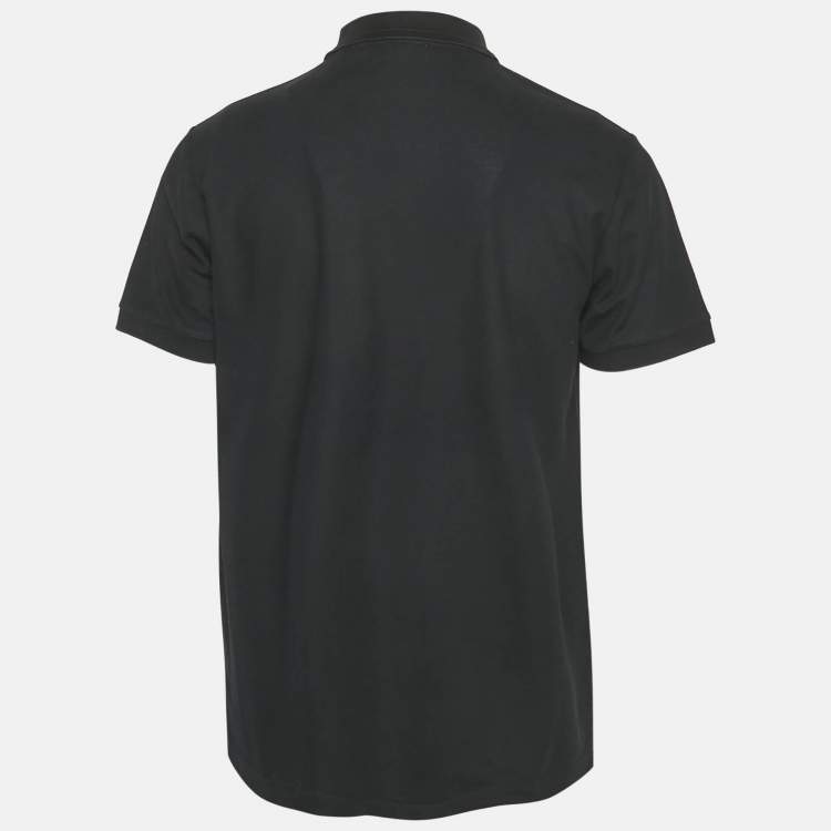 Pre Owned Burberry Black Logo Embroidered Cotton Polo T-Shirt L