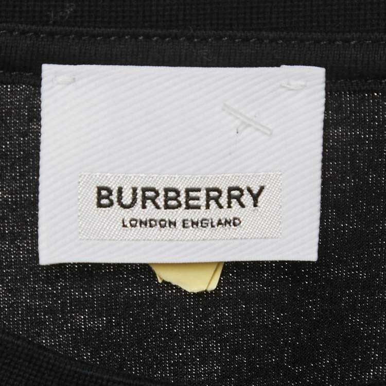 مملوكة مسبقًا Burberry Black Cotton Checked Pocket Detail Crew Neck T-Shirt S