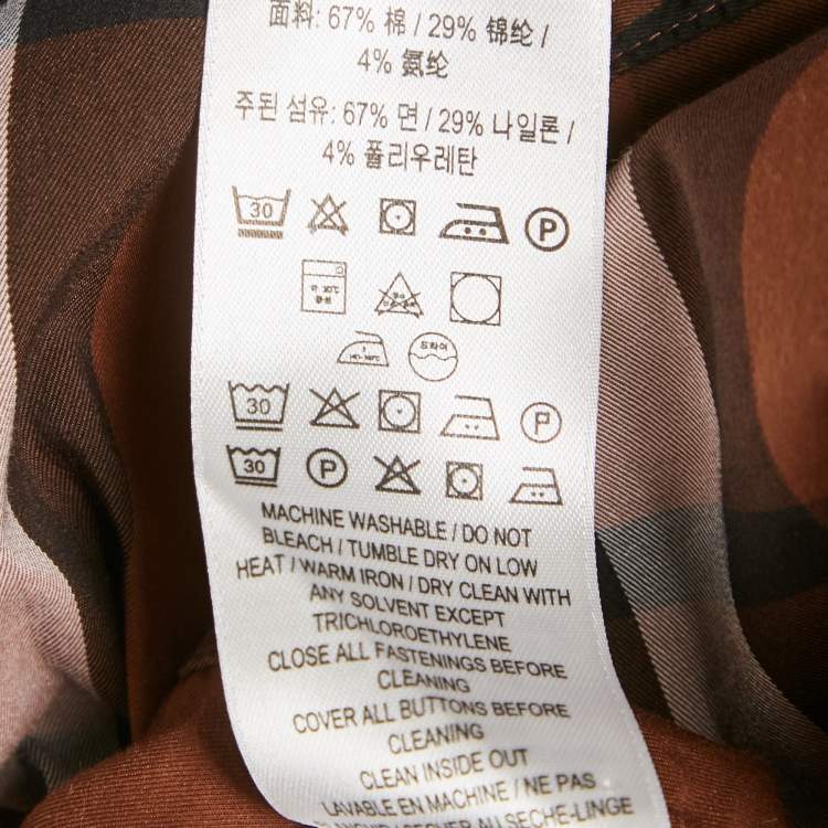 Pre Owned Burberry Brown Checkered Cotton Full Sleeve Shirt XL