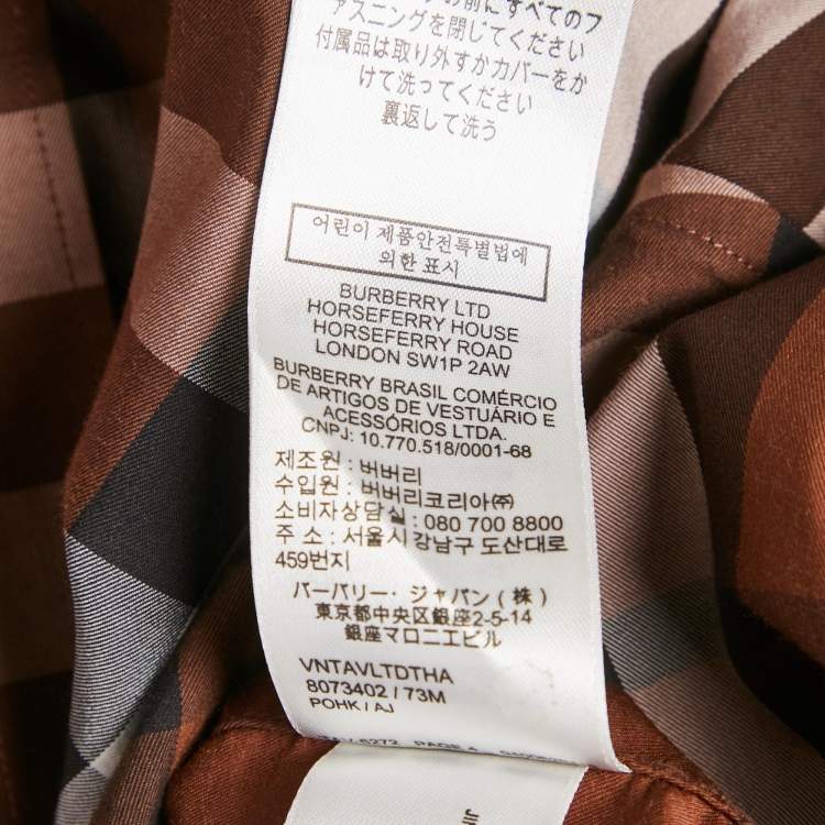 Pre Owned Burberry Brown Checkered Cotton Full Sleeve Shirt XL