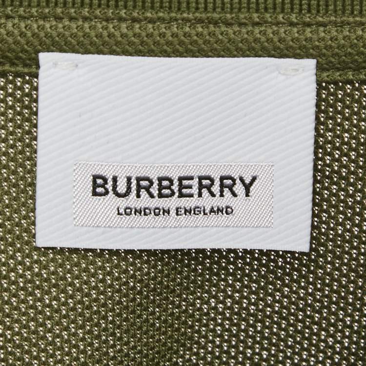 Pre Owned Burberry Green Pique Cotton Polo T-Shirt M