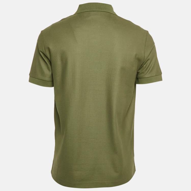 Pre Owned Burberry Green Pique Cotton Polo T-Shirt M