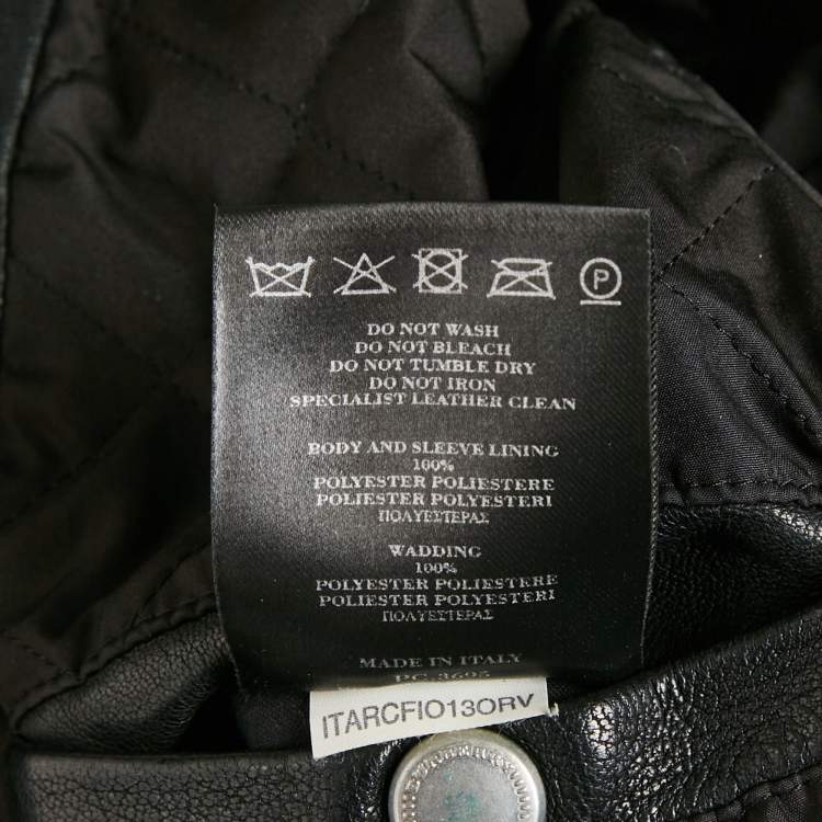 Pre Owned Burberry Black Leather Biker Jacket M