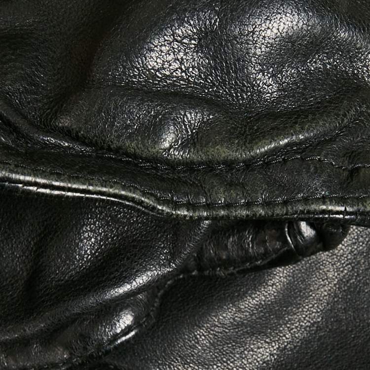 Pre Owned Burberry Black Leather Biker Jacket M