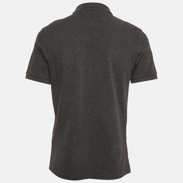 Pre Owned Burberry Grey Logo Embroidery Cotton Polo T-Shirt L