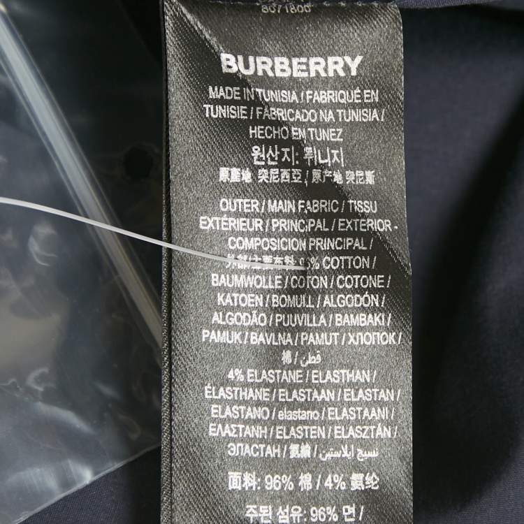 Pre Owned Burberry Navy Blue Cotton Button Front Shirt M