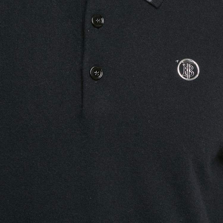 Pre Owned Burberry Black Cashmere Logo Detail Long Sleeve Sweater M