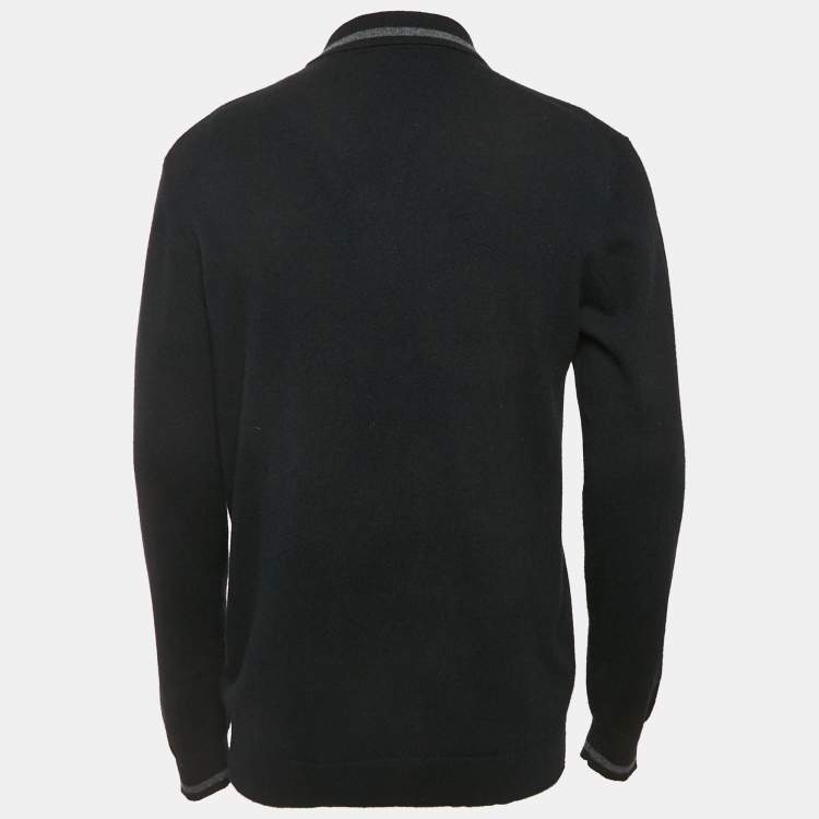 Pre Owned Burberry Black Cashmere Logo Detail Long Sleeve Sweater M