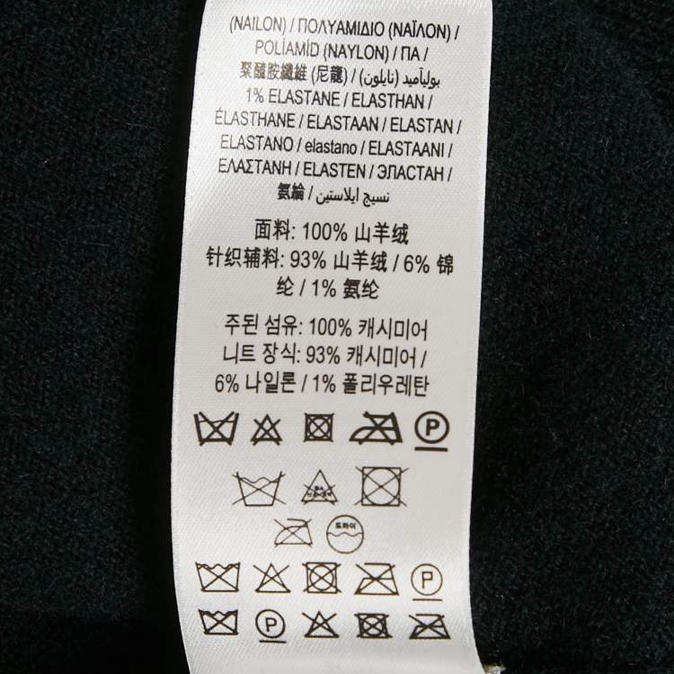 Pre Owned Burberry Black Cashmere Logo Detail Long Sleeve Sweater M