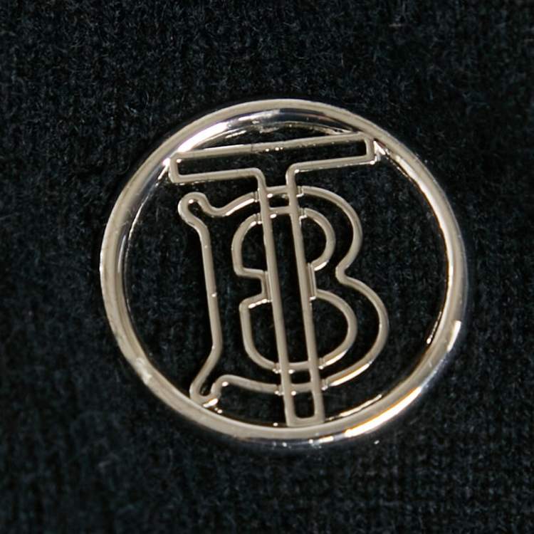 Pre Owned Burberry Black Cashmere Logo Detail Long Sleeve Sweater M