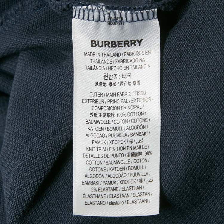 Pre Owned Burberry Navy Blue Logo Embroidery Cotton Pique Polo T-Shirt L