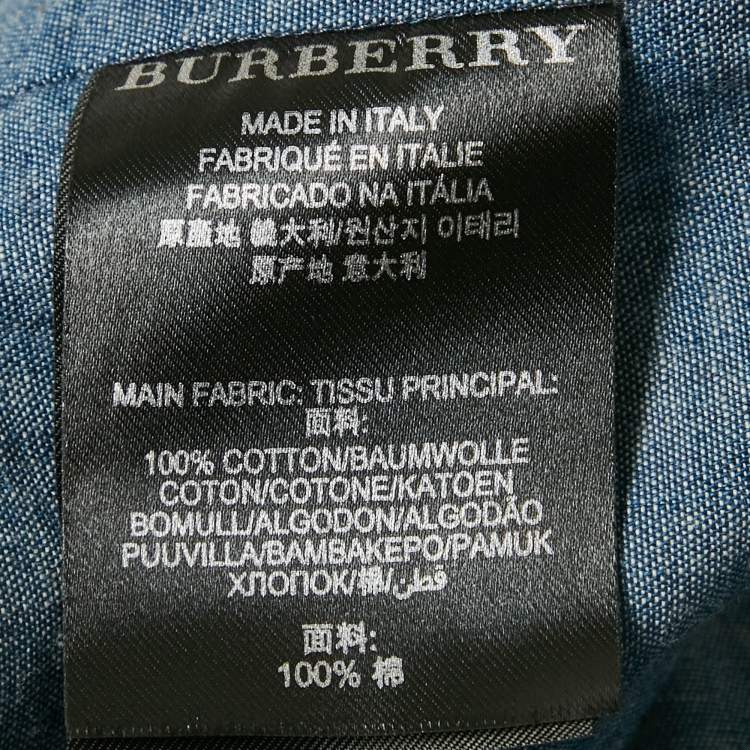 Pre Owned Burberry Blue Pintucks Chambray Double Cuff Shirt XL