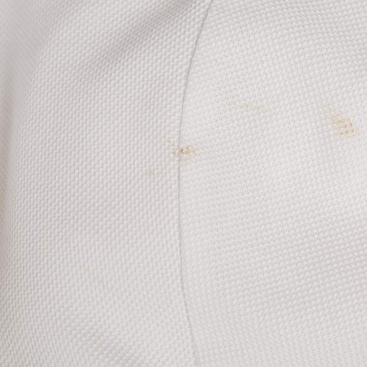 Pre Owned Burberry White Cotton TB Monogram Pique Polo T-Shirt L