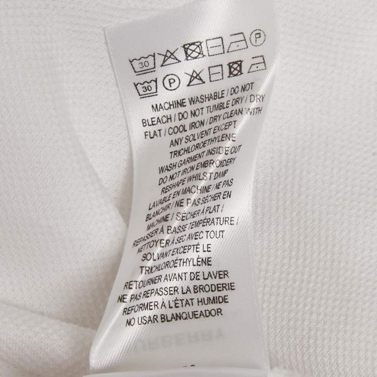 Pre Owned Burberry White Cotton TB Monogram Pique Polo T-Shirt L