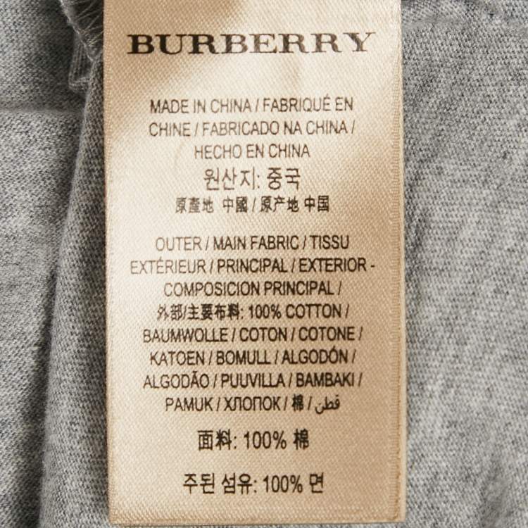Pre Owned Burberry Grey Melange Embroidered Jersey Crewneck T-Shirt S