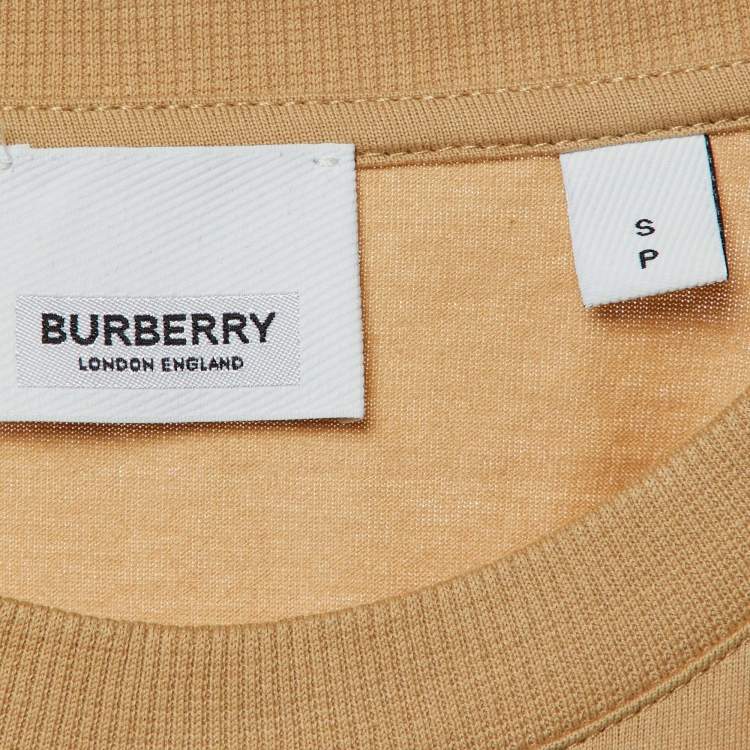 مملوكة مسبقًا Burberry London Brown Printed Cotton Knit Crew Neck T Shirt S