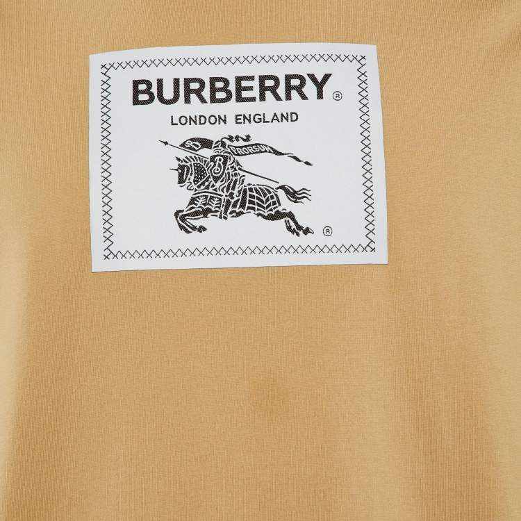 مملوكة مسبقًا Burberry London Brown Printed Cotton Knit Crew Neck T Shirt S