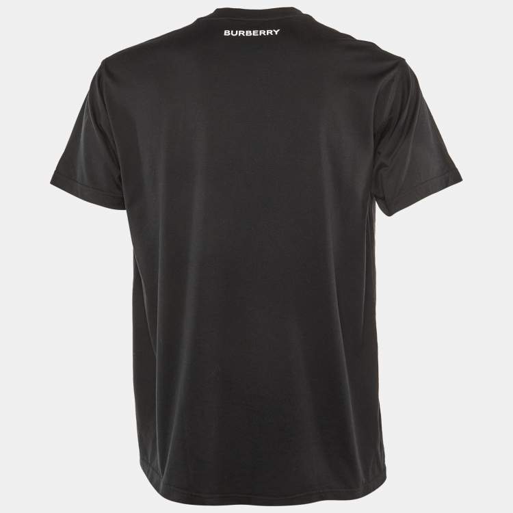 Pre Owned Burberry London Black Animal Print Cotton Crew Neck T-Shirt XS