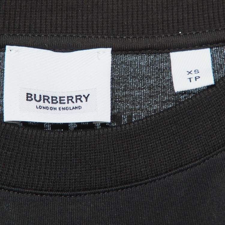 Pre Owned Burberry London Black Animal Print Cotton Crew Neck T-Shirt XS
