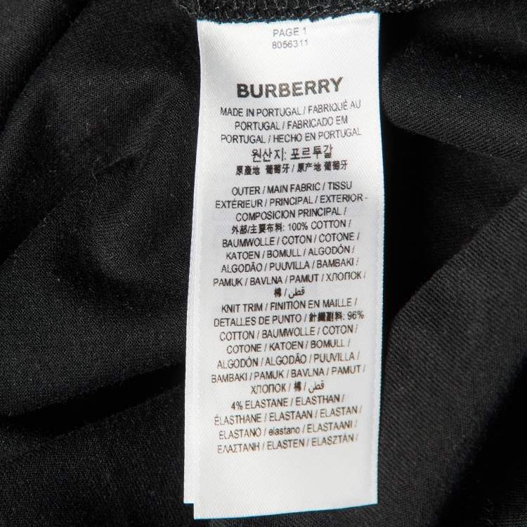 Pre Owned Burberry London Black Animal Print Cotton Crew Neck T-Shirt XS