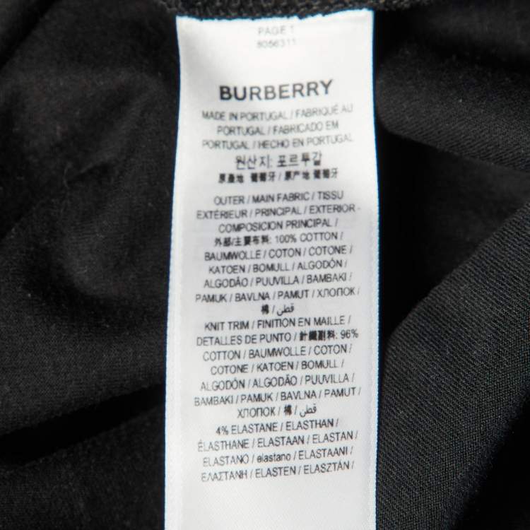 Pre Owned Burberry London Black Animal Print Cotton Crew Neck T-Shirt XS