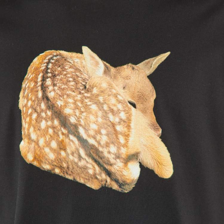 Pre Owned Burberry London Black Animal Print Cotton Crew Neck T-Shirt XS