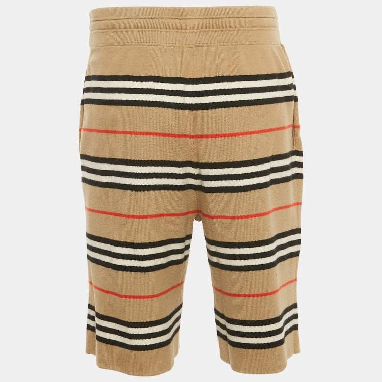 Pre Owned Burberry Beige Striped Wool Kenton Shorts S