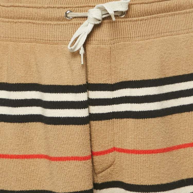 Pre Owned Burberry Beige Striped Wool Kenton Shorts S
