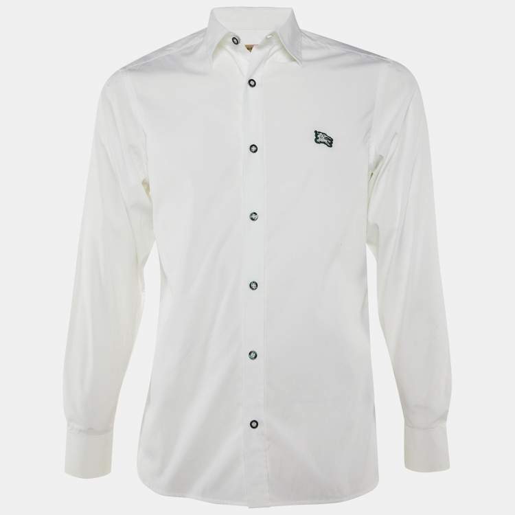 Pre Owned Burberry White Cotton Button Front Shirt S