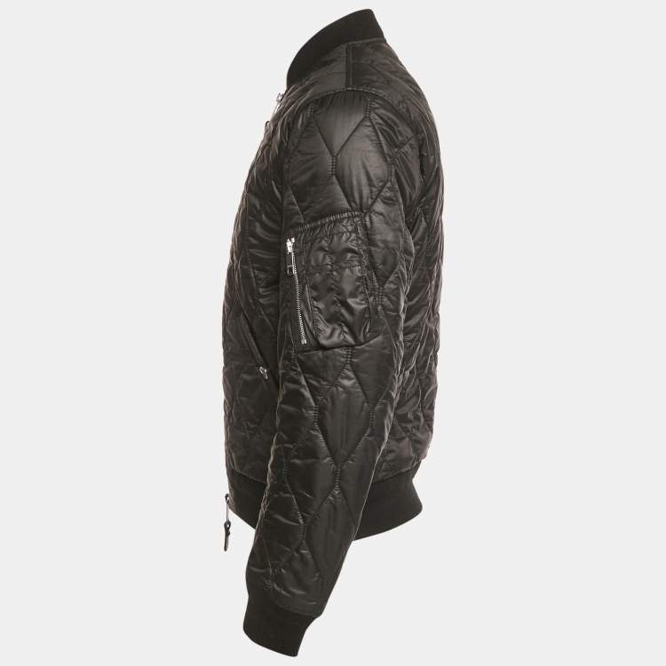 Pre Owned Burberry Black Synthetic Zip-Up Grandy Quilted Bomber Jacket M
