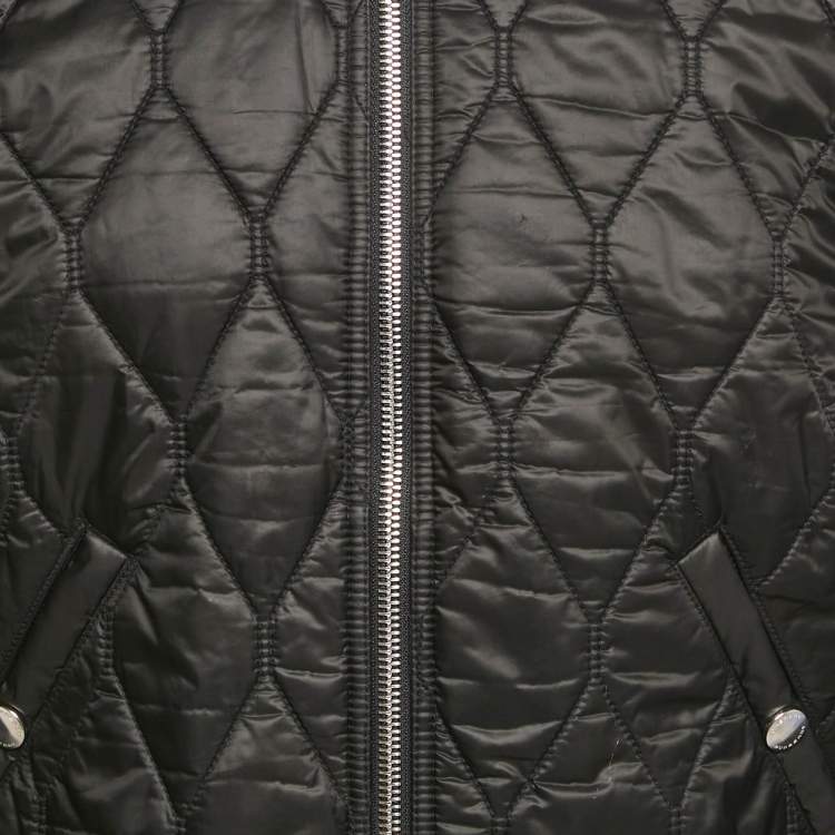 Pre Owned Burberry Black Synthetic Zip-Up Grandy Quilted Bomber Jacket M