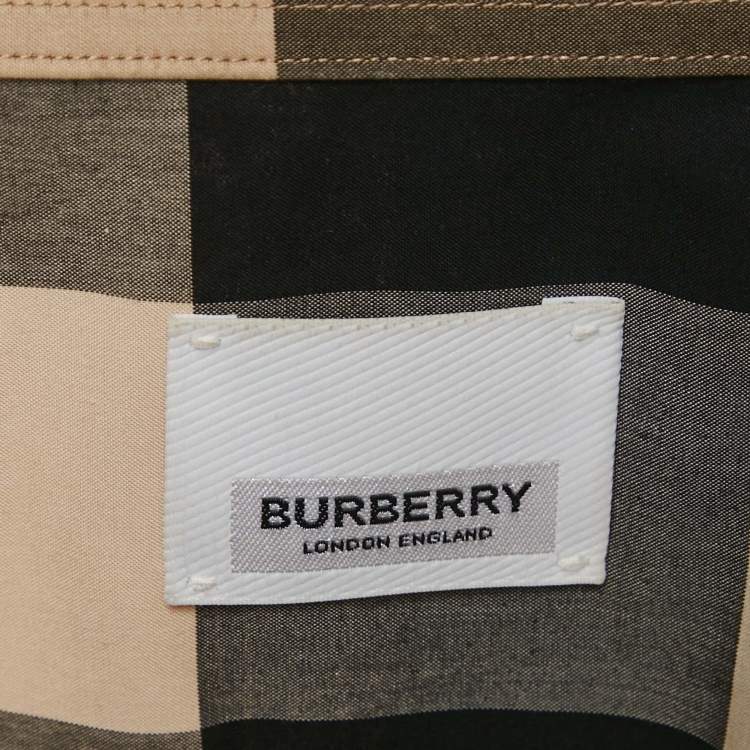 Pre Owned Burberry Beige Checks Print Cotton Short Sleeve Shirt M