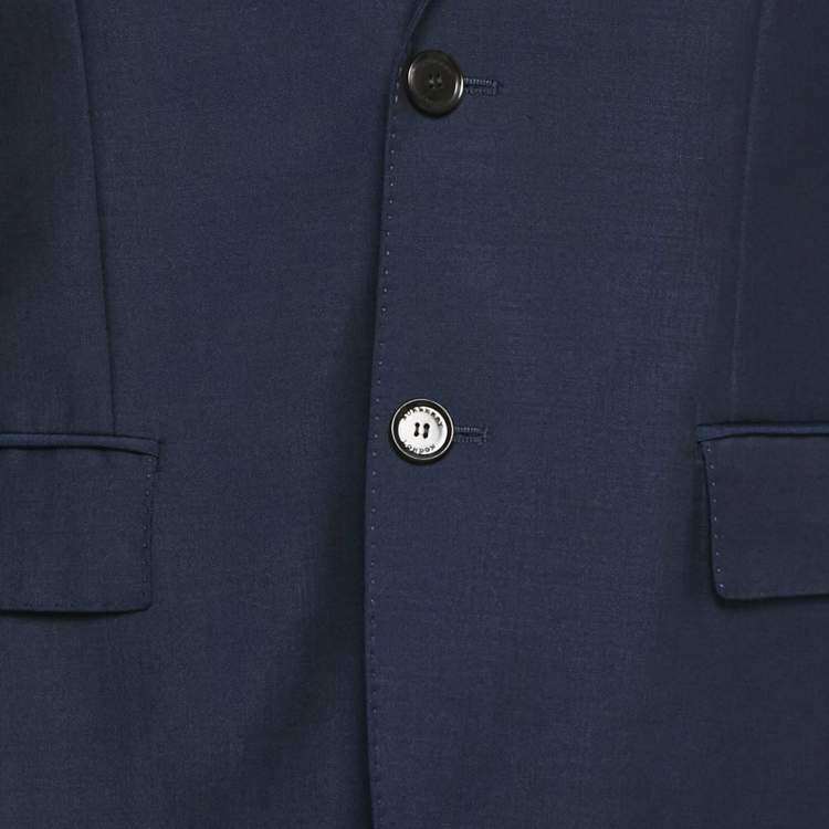 Pre Owned Burberry Navy Blue Wool Single Breasted Regular Suit S     