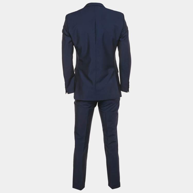 Pre Owned Burberry Navy Blue Wool Single Breasted Regular Suit S     