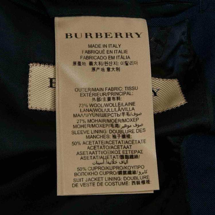 Pre Owned Burberry Navy Blue Wool Single Breasted Regular Suit S     