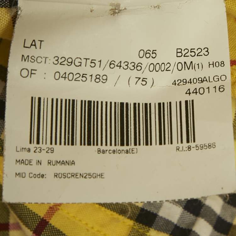 Pre Owned Burberry Yellow Checks Cotton Long Sleeve Shirt M