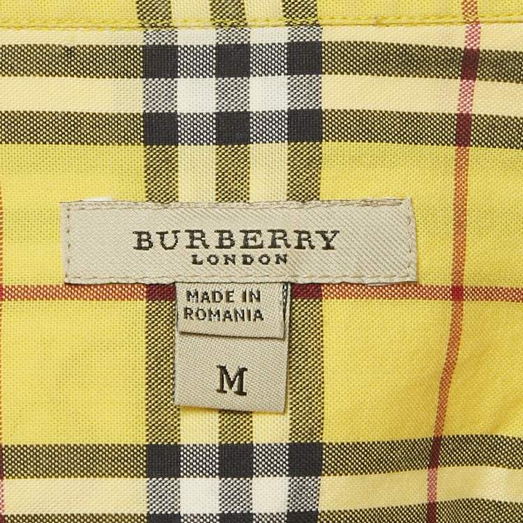 Pre Owned Burberry Yellow Checks Cotton Long Sleeve Shirt M