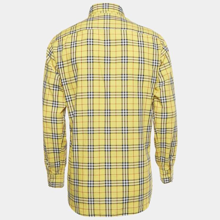 Pre Owned Burberry Yellow Checks Cotton Long Sleeve Shirt M