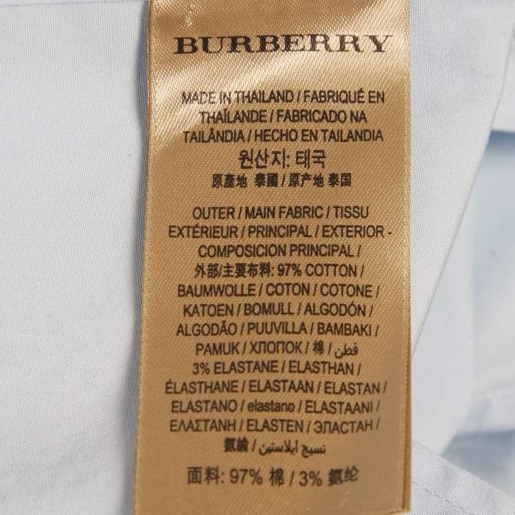 Pre Owned Burberry Blue Cotton Button Front Shirt M