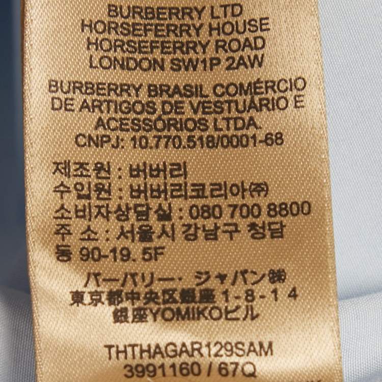 Pre Owned Burberry Blue Cotton Button Front Shirt M