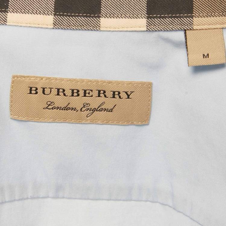 Pre Owned Burberry Blue Cotton Button Front Shirt M