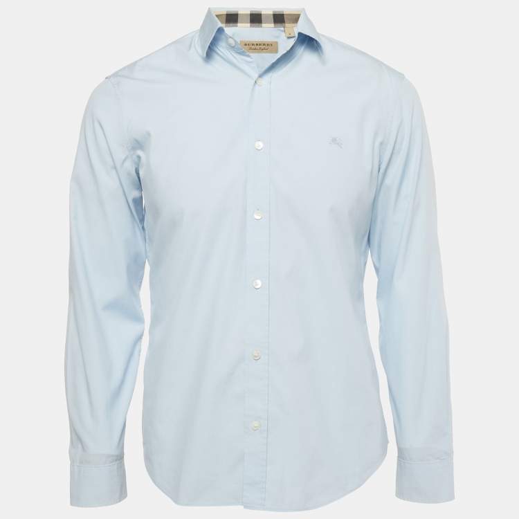 Pre Owned Burberry Blue Cotton Button Front Shirt M