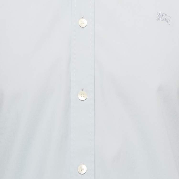 Pre Owned Burberry Blue Cotton Button Front Shirt M
