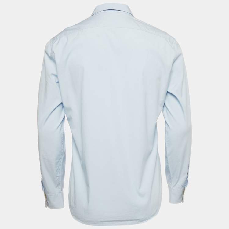 Pre Owned Burberry Blue Cotton Button Front Shirt M