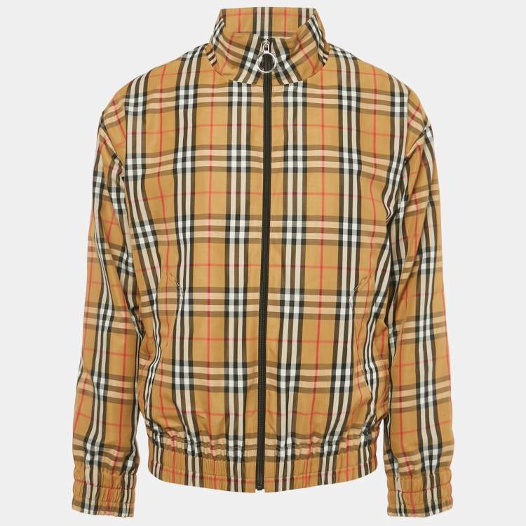 Pre Owned Burberry Brown House Checks Synthetic Zip-Up Jacket M